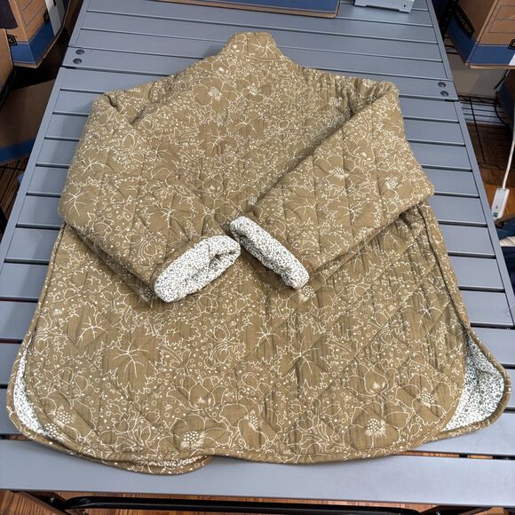 Marine Layer Arlo Quilted Jacket Womens S Green Floral Long Sleeve Button Front - Picture 3 of 8